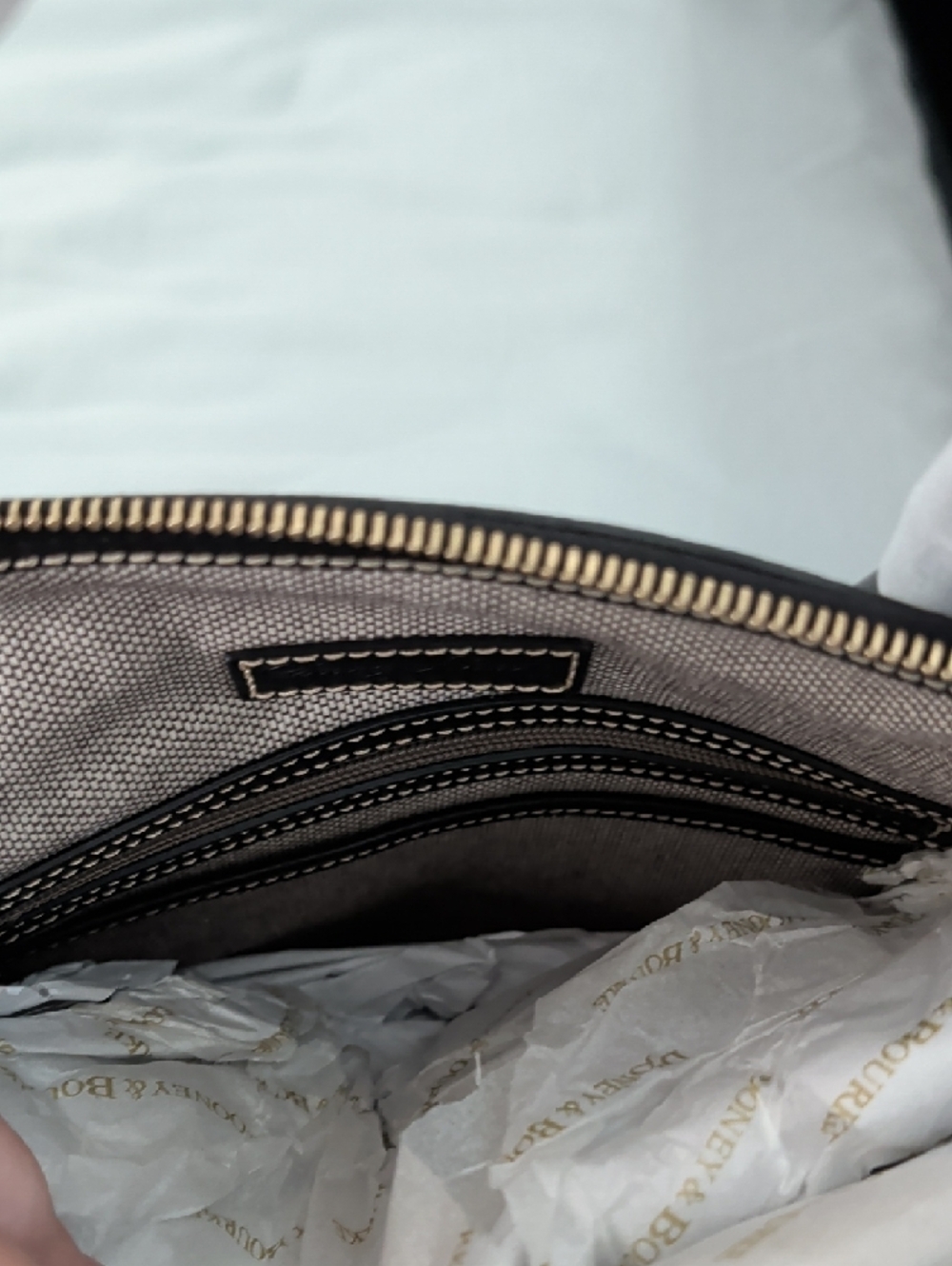 Dooney & Bourke White Navy Tan Disney Vacation Print Satchel - Picture 6 of 7